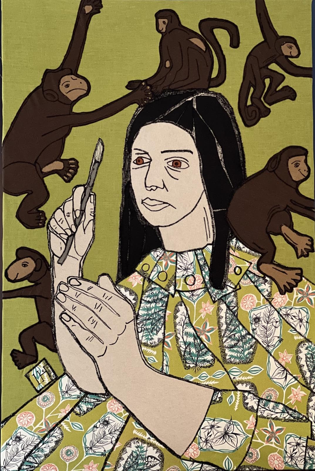 Woman With Five Monkeys By Imogen Hogan