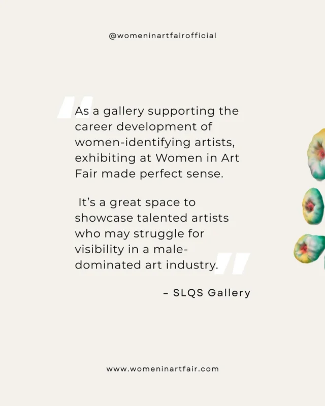 Real stories. Real impact.
 
A platform made for women, by women, where visibility and opportunity meet.
 
Applications open soon – sign up for updates through the link in our bio...

Artwork:
SLQS Gallery // Damaris Athene, ‘fruit-in-my-body’ 
Biennale of Women in Art // Leen Van Dommelen, ‘The Weepingmachine’ and Celine Cuvelier, ’Just Like You’
Hafez Gallery // Lana Khayat ‘Seda Salvage Azul’
 
#WomeninArtFair #WIAF26 #ArtFair #ArtCommunity