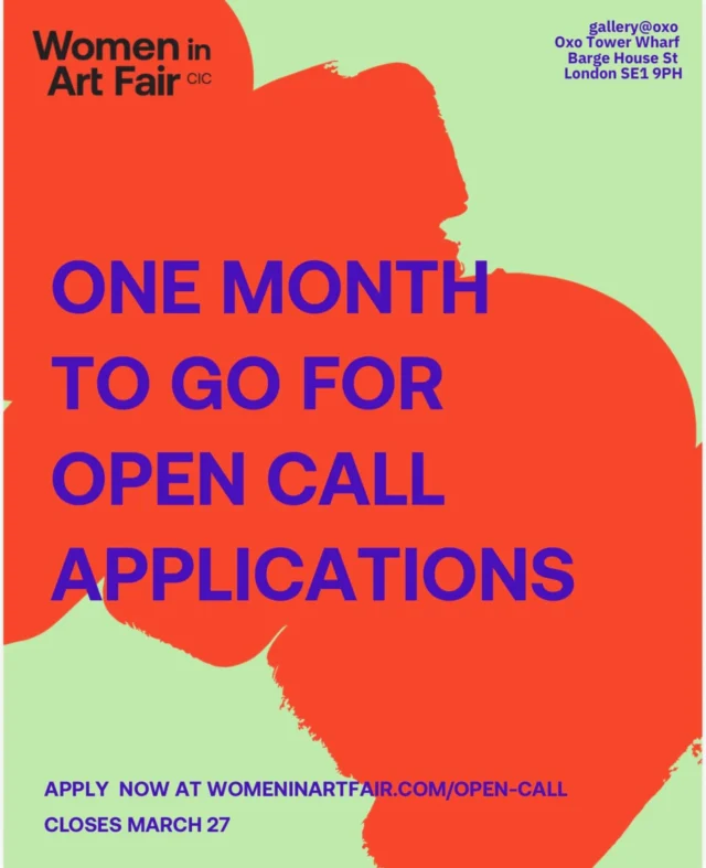 WOMEN ARTISTS: YOUR TIME IS NOW
We are thrilled to announce the Open Call for Women in Art Fair is now open! 

New date, new prizes! ✨
We can’t wait to see you in May 2026 when we will be unveiling the all- WIAF Prize – supporting women artists based on excellence and individual achievement.

This is your chance to exhibit your work and connect with our growing community of women reshaping the art world. In a world where women’s art continues to be overlooked, we offer a transformative space where their creativity takes centre stage – where representation and value are celebrated and championed. 

SELECTION COMMITTEE:
CHRISTIAN LEVETT
BATIA OFER
BRIGITTA FREUND
VIRGINIA DAMTSA 

📌 How to Apply:
1️⃣ Submit up to 5 works in any medium.
2️⃣ Complete your application through the 🔗 in bio...
📆 Deadline: 27 MARCH 2026
www.womeninartfair.com
#WIAF2026 #WomeninArtFair #WomenInArt #OpenCallForArtists #OpenCall WomenArtists