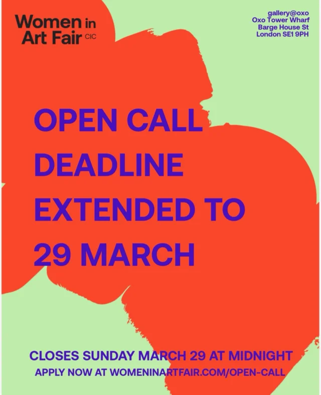 ✨Due to a high volume of interest, we’ve extended our Open Call ✨

You now have until midnight on 29th March to submit your work.

This is your moment to be seen, to share your voice, and to be part of a platform dedicated to celebrating and elevating women artists.

🎥 Watch the film
🔗 Link in bio to apply

We can’t wait to see your work.

#WIAF #WomenInArtFair #OpenCall #CallForArtists #WomenArtists ContemporaryArt ArtOpportunity ArtistOpportunities ArtSubmission EmergingArtists ArtCommunity CreativeWomen SupportWomenArtists LondonArt UKArtists GlobalArtists ArtFair ArtPlatform VisualArt ArtistsOfInstagram